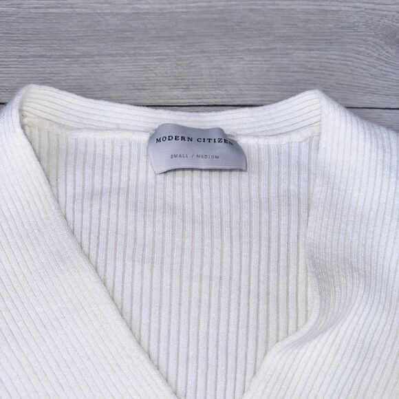 Modern Citizen V-Neck Crossover White Long Sleeve Top Women’s S/M - Picture 2 of 5